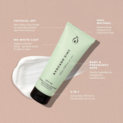 AVOCADO ZINC- SPF 50 NATURAL PHYSICAL SUNSCREEN